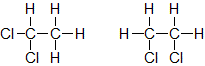 1,1‐ジクロロエタンと1,2‐ジクロロエタンの構造式