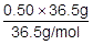 0.50×36.5g/36.5g/mol